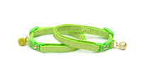 Gold Squiggles on Bright Green Cat Collar