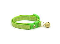 Gold Squiggles on Bright Green Cat Collar