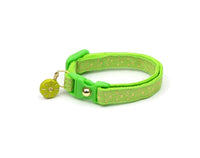 Gold Squiggles on Bright Green Cat Collar